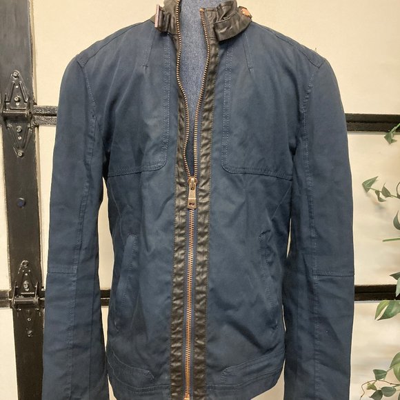 Zara Mens Zipper Jacket Blue with collar strap Size small - Picture 1 of 5